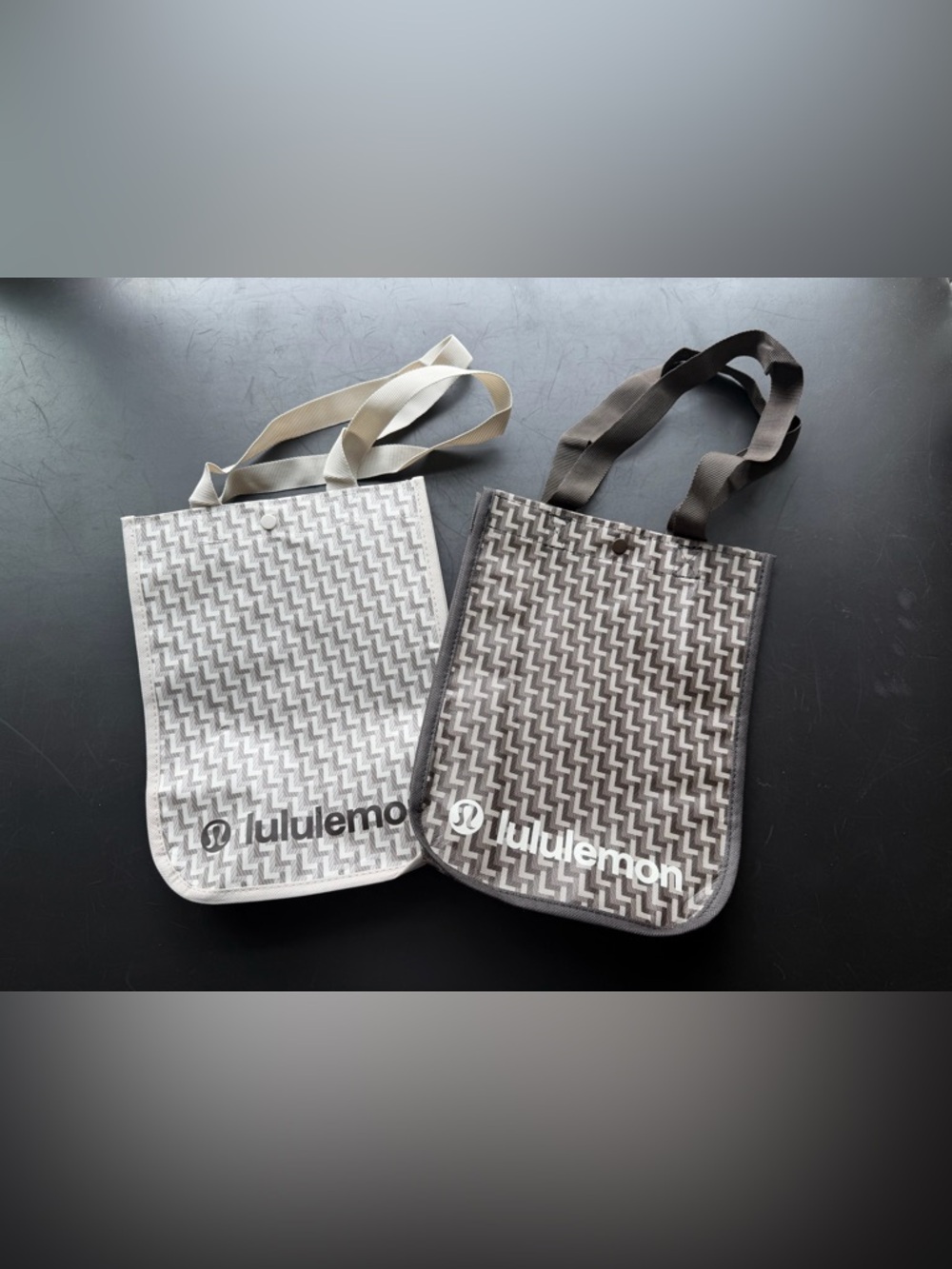 Lululemon Small Lot of 2 Reusable Shopping Tote Bags 🤎 Tan Brown 🤎  Goyard ⚡
